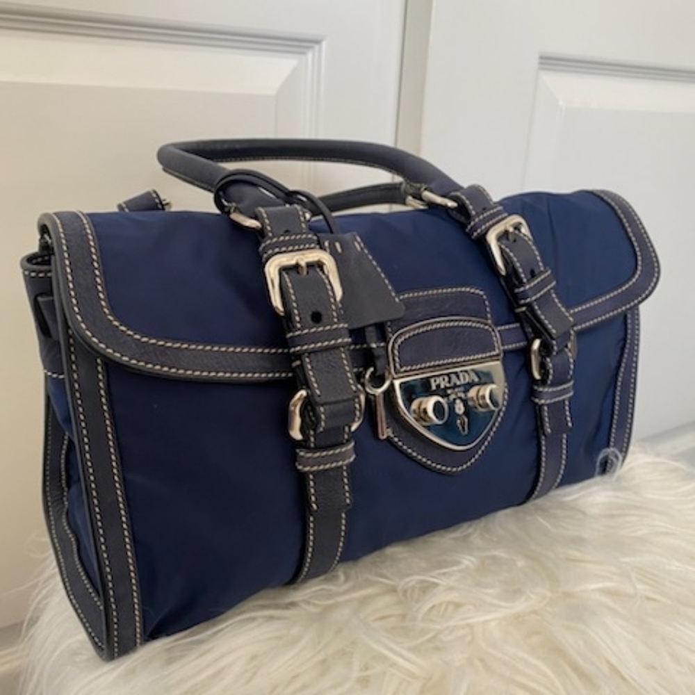 RARE Tessuto Prada Shoulder Handbag Navy